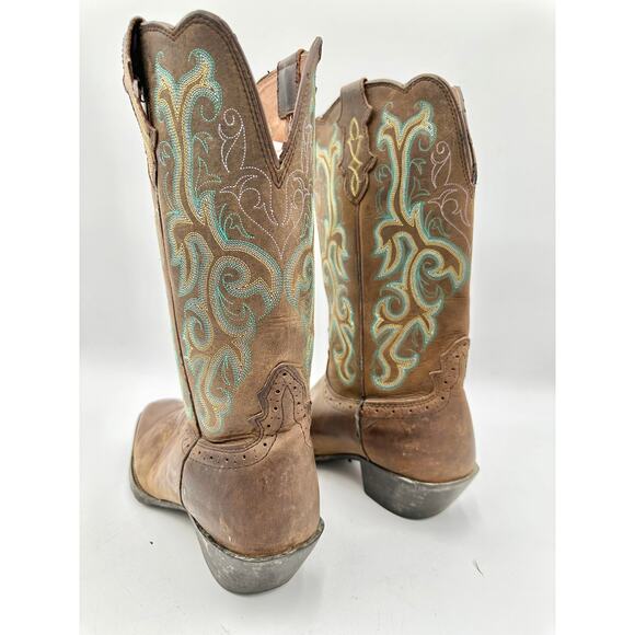 Justin Boots Brown and Teal Heeled Boots - Picture 5 of 8